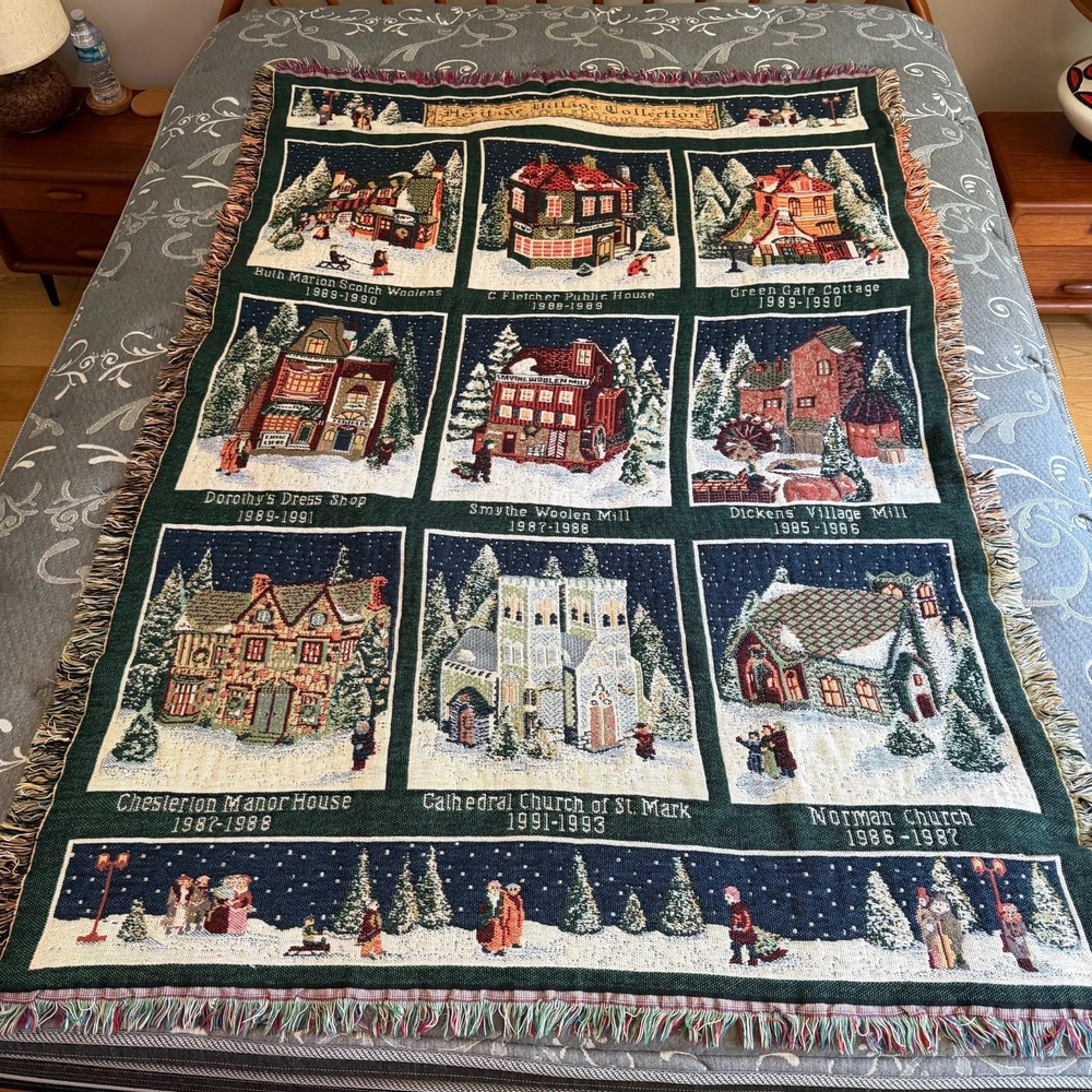 VTG Department 56 Heritage Village Collection Throw Blanket 69x47 in Tapestry‎